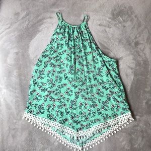 Green flower patterned blouse